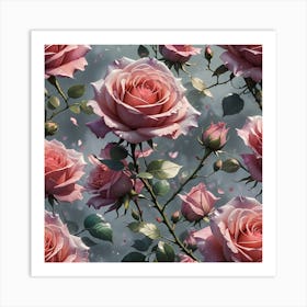 Pink Roses Wallpaper 1 Art Print