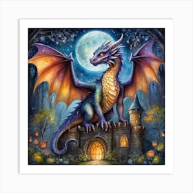 Dragon At Night 1 Art Print