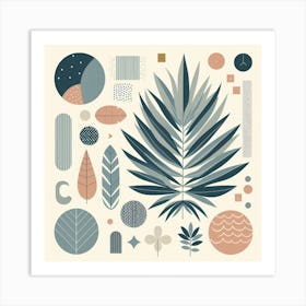 Scandinavian style, Abstraction with tropical leaf 1 Art Print