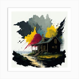 Colored House Ink Painting (2) Art Print