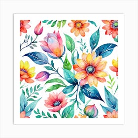 Watercolor Flower Design Art Print