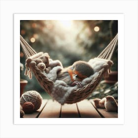 Robin Sleeping In A Hammock Art Print