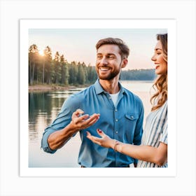 Happy Couple Holding Hands Art Print