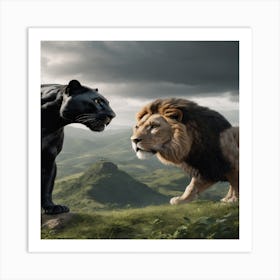 Black Panther And The Lion Art Print