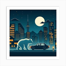 Polar Bear In The City 1 Art Print