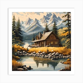 Cabin In The Mountains 8 Art Print