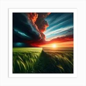 Storm Clouds Over A Field Art Print