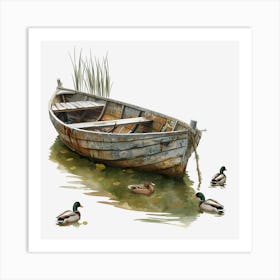 Springtime-Duck-Pond-Clipart.5 Art Print