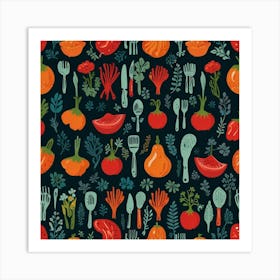 Seamless Pattern With Vegetables Art Print