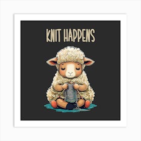 Knit Happens Funny Knitting Sheep Póster