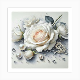 Pearls And Roses Art Print