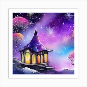 Fairy House In The Snow Art Print