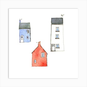 Three Watercolor Houses Art Print