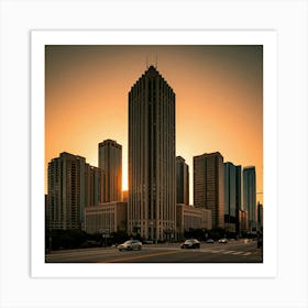 Sunset In Chicago Art Print