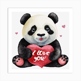 I Love You Panda Heart Bear Animal Cute Art Print