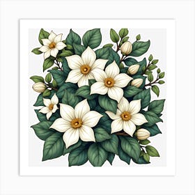 White Flowers 1 Art Print