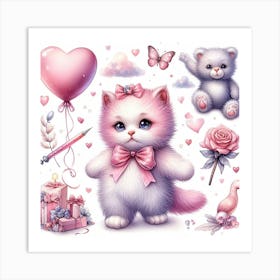 Valentine's day, Kitten Art Print