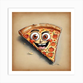 Cartoon Pizza 1 Art Print