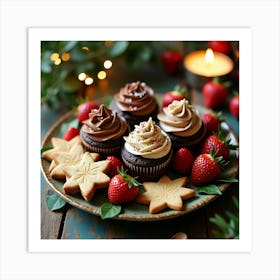 Flux Dev A Vibrant And Inviting Christmas Dessert Arrangement Art Print