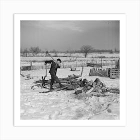 Oscar Gaither, Tenant Farmer, Chopping Wood Near Mcleansboro, Illinois By Russell Lee Art Print