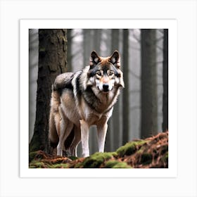 Wolf In The Forest 37 Art Print