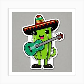 Cactus With Guitar 15 Art Print