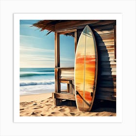 Surfboard On The Beach 3 Art Print