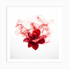 Red Flower With Smoke Art Print