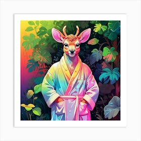 Deer In Bathrobe 1 Art Print