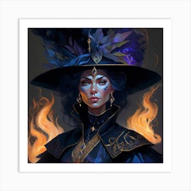 Witch In Flames Art Print