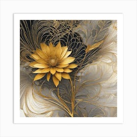 Gold Flower 2 Art Print