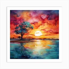 Sunset Painting 7 Art Print