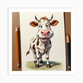 Cartoon Cow 2 Art Print