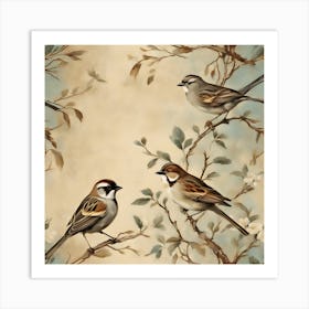 Birds On A Branch Art Print