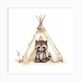 Raccoon In A Teepee Art Print