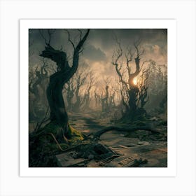 Explore the Enigmatic Beauty of a Post-Apocalyptic Forest: Witness Nature's Resilience in Captivating Detail! 🌳📸 #PostApocalyptic #NaturePhotography. Art Print