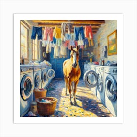 Horse In Laundry Room Art Print