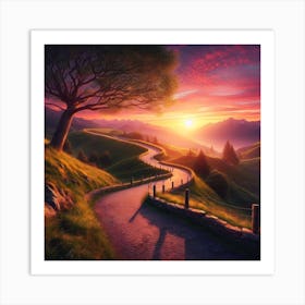 Sunset In The Mountains 1 Art Print