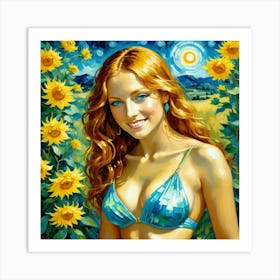 Sunflower Girl sf Art Print