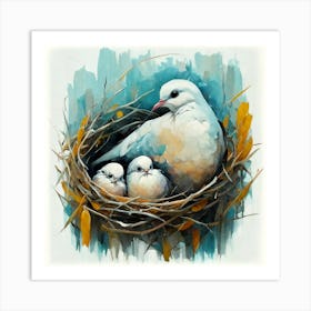 Doves In Nest 3 Art Print