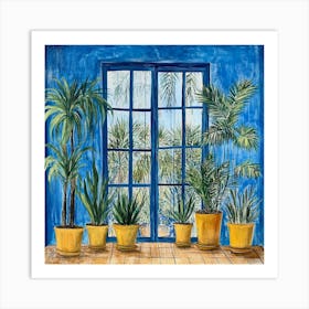 Potted Plants In Front Of Window Art Art Print