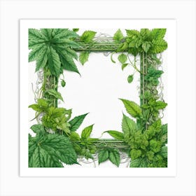 Frame With Green Leaves 11 Art Print