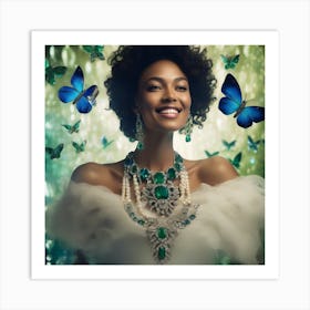 Emeralds And Butterflies Art Print