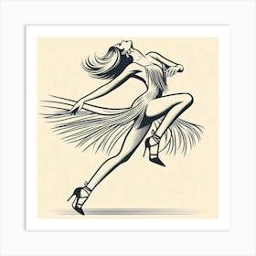 Line Art Latin Dancer 6 Art Print