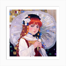 Girl With A Parasol Art Print