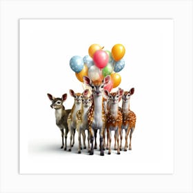 Deer With Balloons 10 Art Print