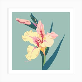 Gladiolus Square Flower Illustration Art Print