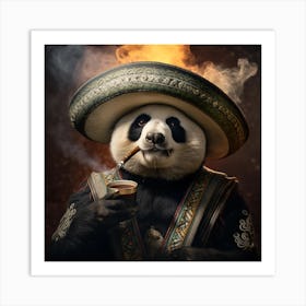 Panda Bear Smoking A Cigar Art Print