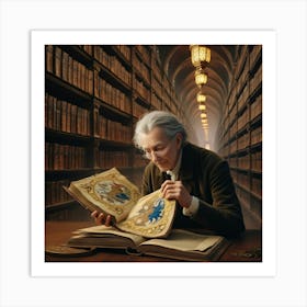 Old Man In Library 7 Art Print