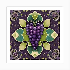 Grapes And Leaves Art Print